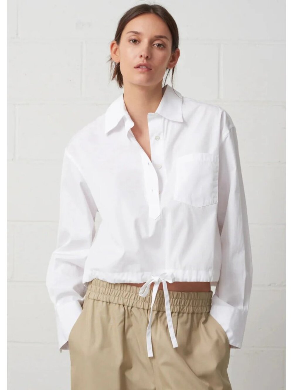 We-ar4 The CC Cropped Shirt in White XS Italy Cotton Poplin High Waist